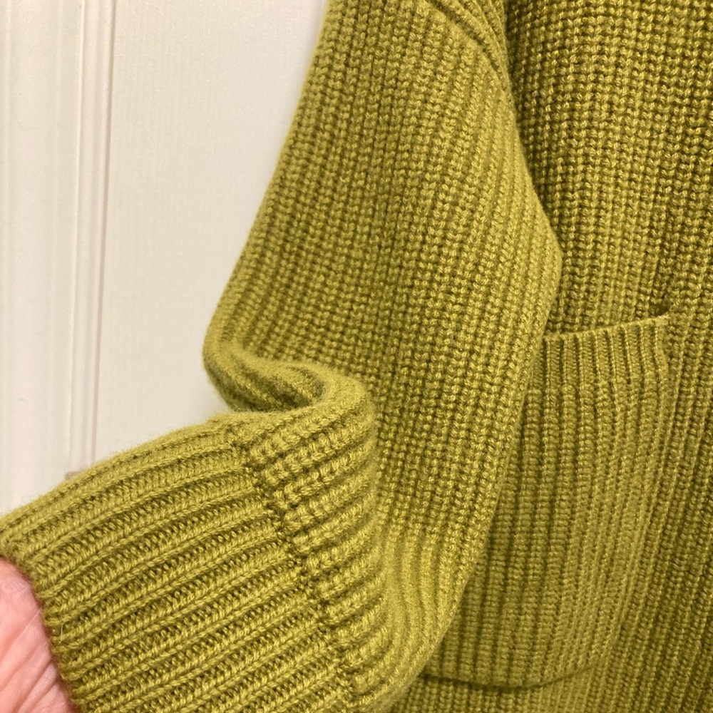 Silk Maison 100% Wool Career Office Chunky Avocado Green Fall Sweater Coat SZ S - Picture 8 of 16